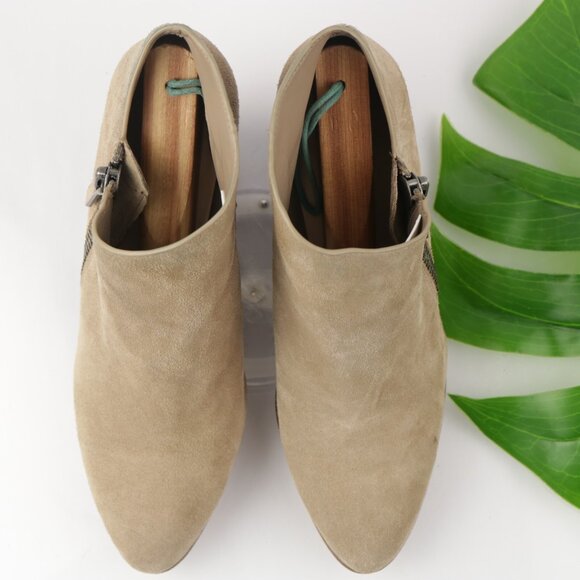 1.STATE Womens Kaleb Boot Size 9 Tan Taupe Suede Wedge Heel Zip Up Bootie - Picture 3 of 13